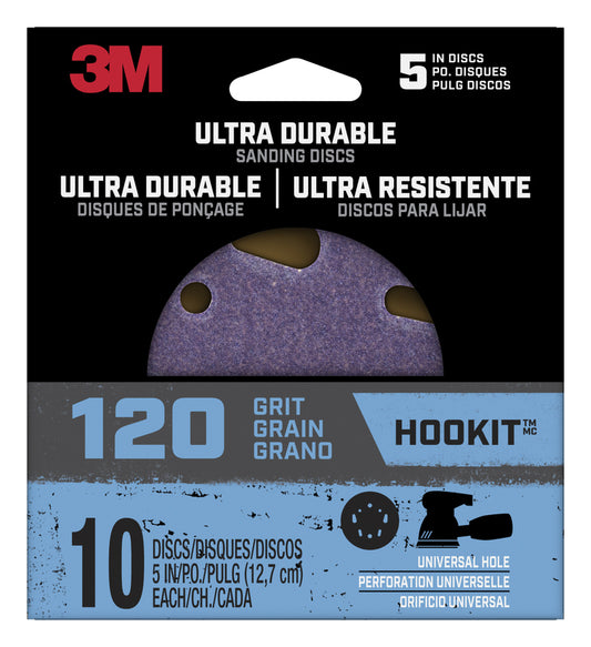 3M Ultra Durable 5 in. Ceramic Hook and Loop Sanding Disc 120 Grit 10 pk