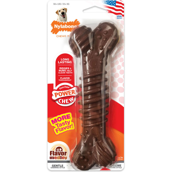 Nylabone Power Chew Textured Bone Dog Toy, Souper Size, Flavor Medley