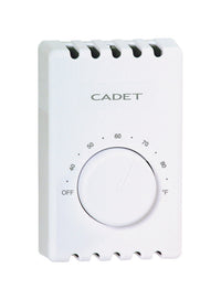 Cadet White 120V Rectangle 2-Pole Line Voltage Thermostat for Electric Baseboard & Fan-Forced Heater - Open Box
