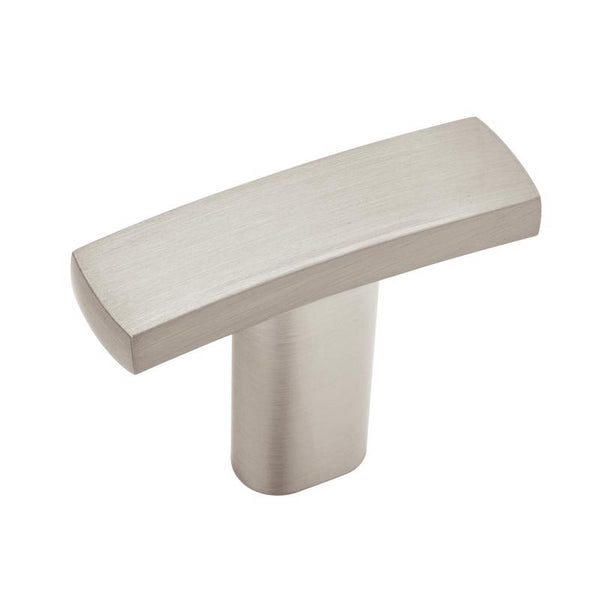 Perilla rectangular contemporánea para gabinete Amerock E Mod en níquel satinado, paquete de 6