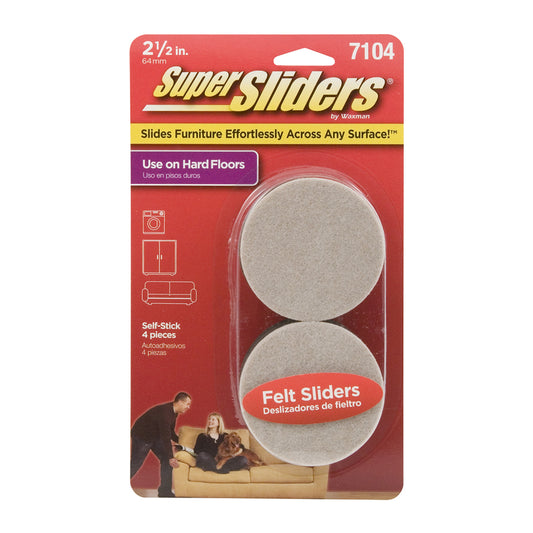 SuperSliders Felt Self Adhesive Protective Pad Brown Round 2.5 in. W X 2.5 in. L 4 pk