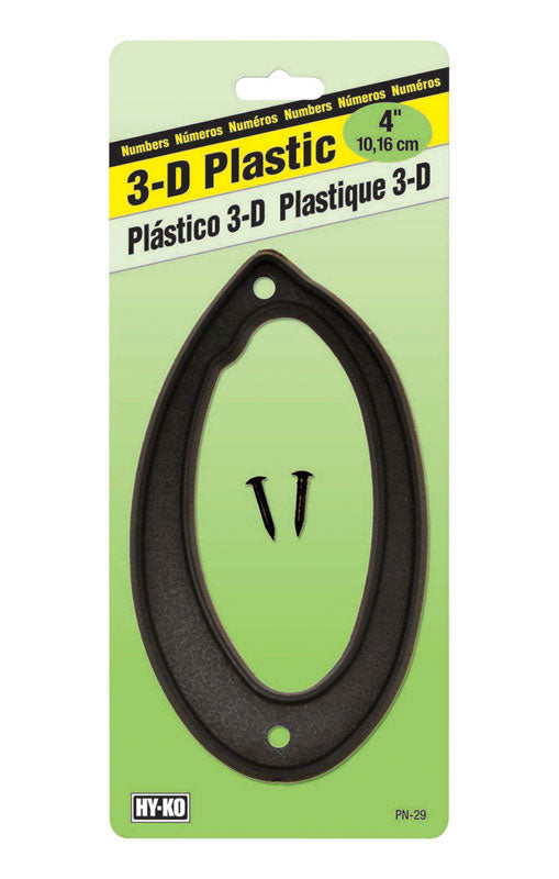 Hy-Ko 4 in. Black Plastic Number 0 Nail-On 1 pc. (Pack of 10)