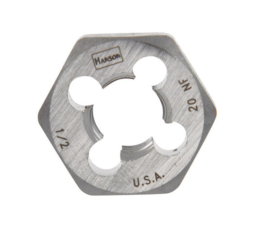 Irwin Hanson High Carbon Steel SAE Hexagon Die 1/2 in.-20NF  1 pc (Pack of 5)