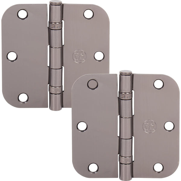 Bisagra con cojinete de bolas, 3-1/2 pulgadas, esquinas con radio de 5/8", paquete de 2, níquel antiguo de Stone Harbor Hardware