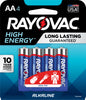 Rayovac High Energy AA Alkaline Batteries 4 pk Carded
