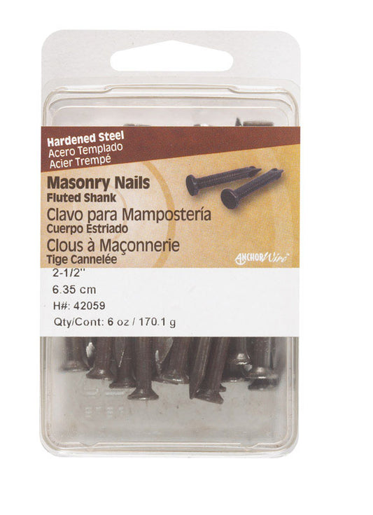 Hillman 2-1/2 in. L Masonry Steel Nail Fluted Shank Flat (Pack of 5)