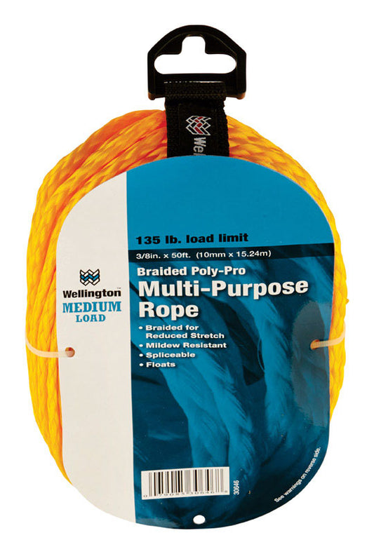 Wellington 3/8 in. D X 50 ft. L Yellow Braided Poly Rope