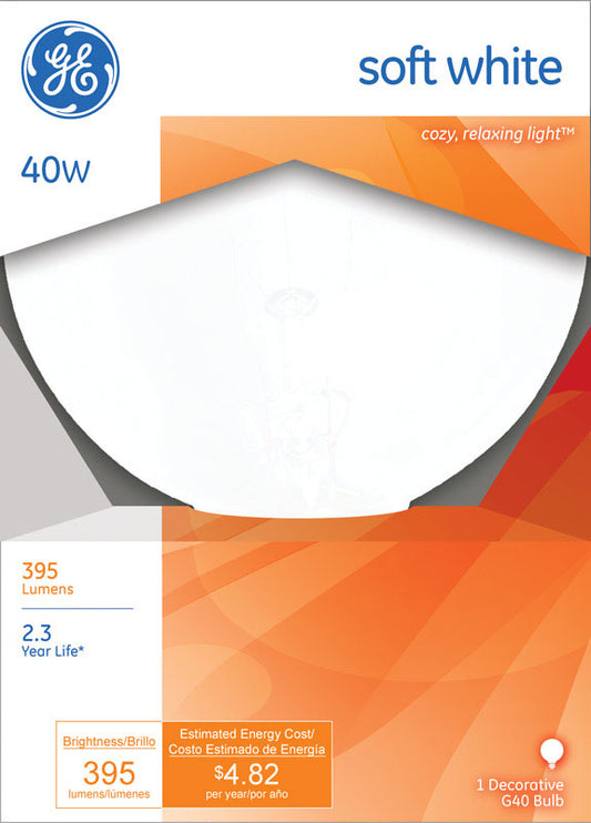 Ge Lighting 36191 40 Watt White Vanity Globe Light Bulbs  (Pack of 6)