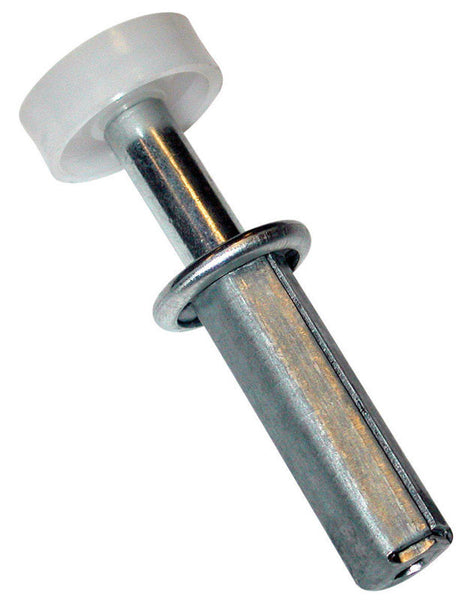 Guía de rueda de acero plateado para puerta plegable Barton Kramer, 7/8 pulg. D x 2-5/8 pulg. L, paquete de 2 - Caja abierta