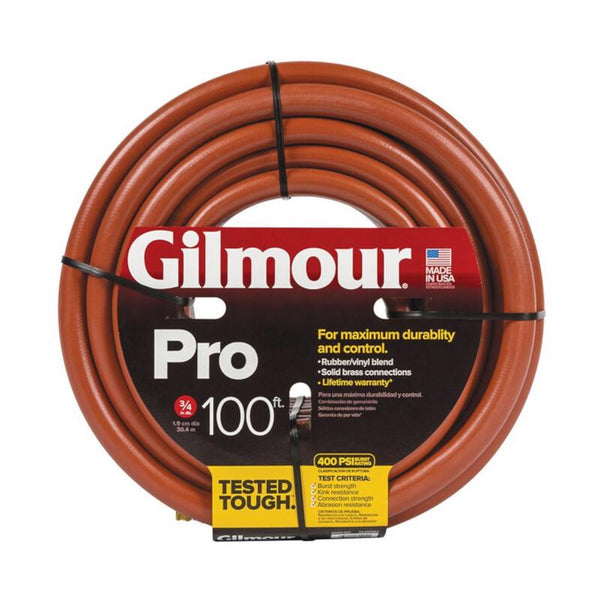 Manguera de jardín de grado comercial/profesional Gilmour Pro de 3/4 pulg. de diámetro exterior y 100 pies de largo