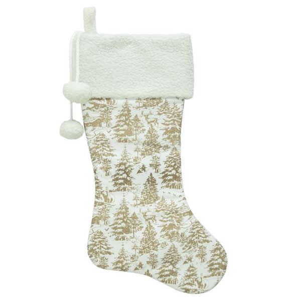 Dyno Faux Suede Woodland Christmas Stocking 20 in.