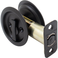 Round Pocket Door Lock, Privacy (Bed/Bath) Latch, 2-3/8 inch Backset, RCL, Matte Black by Stone Harbor Hardware (C) - Open Box