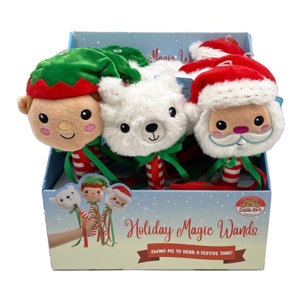 Decoración animada multicolor de Papá Noel, elfo y oso polar de Cuddle Barn, 11 pulgadas