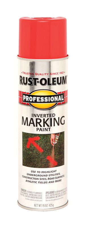 Rust-Oleum Professional Fluorescent Red-Orange Inverted Marking Paint 15 oz (Pack of 6).