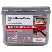 Simpson Strong-Tie 10D 3 in. Deck Coated Stainless Steel Nail Round Head 1 lb