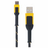 DeWalt Black/Yellow Braided USB-A to USB-C Cable For Any USB-Powered Device 4 ft. L
