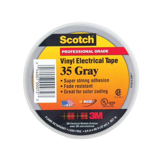 Scotch 3/4 in. W x 66 ft. L Gray Vinyl Electrical Tape (Pack of 10)