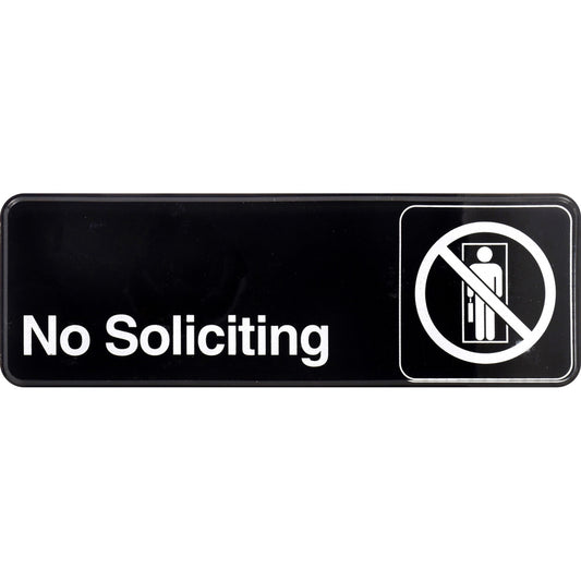 Hillman English Black No Soliciting Plaque 3 in. H X 9 in. W (Pack of 6)