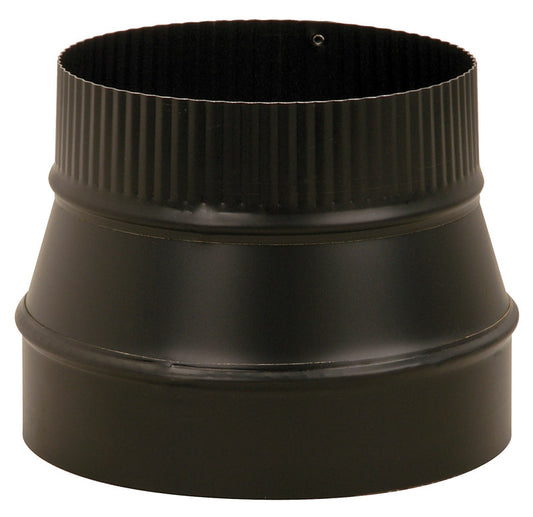 Imperial Black Matte 24 ga. Wall Thick Steel Small End Crimped Stove Pipe Reducer 7 x 6 in.