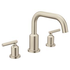 Brushed nickel two-handle non diverter roman tub faucet