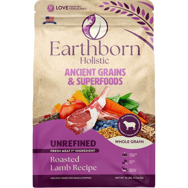 Earthborn Holistic Unrefined Whole Grain Dog Food, Roasted Lamb, 25 lbs.