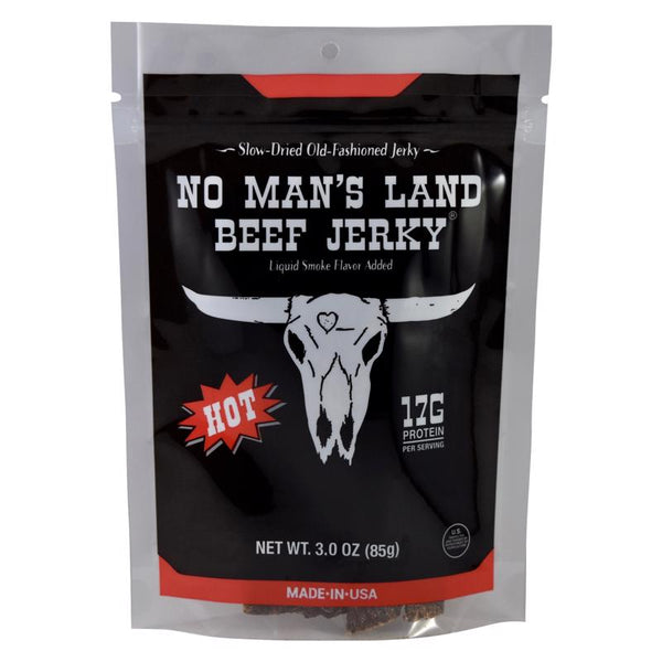 Carne seca de res picante No Man's Land, bolsa de 3 oz (paquete de 8)