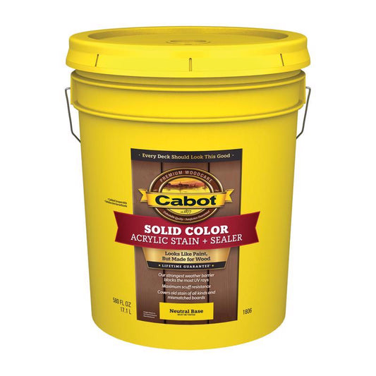 Cabot Solid Color Acrylic Stain & Sealer Solid Tintable Neutral Base Acrylic Deck Stain 5 gal