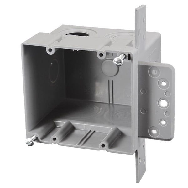 Caja de salida rectangular de PVC de 2 entradas Cantex EZ Box New Work de 38 pulgadas cúbicas, color gris