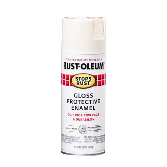 Rust-Oleum Stops Rust Gloss Canvas White Spray Paint 12 Oz. (Pack Of 6)