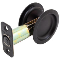 Round Pocket Door Lock, Passage (Hall/Closet) Latch, 2-3/4 inch Backset, RCL, Matte Black by Stone Harbor Hardware (C) - Open Box