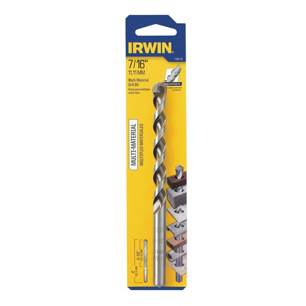 IRWIN Jobber 7/16 in. X 5 in. L Multi-Material Jobber Length Masonry Drill Bit Straight Shank 1 pc