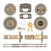Kwikset Tylo Antique Brass Deadbolt and Passage Door Knob 1-3/4 in.