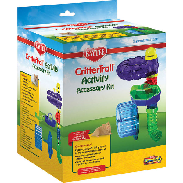 Kaytee CritterTrail Activity Habitat Accessory Kit | Loop 7.5” Dia, Wheel 6.75” Dia, Outhouse 6”L x 4”W x 3.5”H
