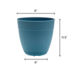 Bloem Dayton 7.5 in. H X 8 in. D Plastic Planter Ocean Blue