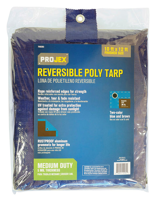 Projex 10 ft. W X 12 ft. L Medium Duty Polyethylene Tarp Blue/Brown