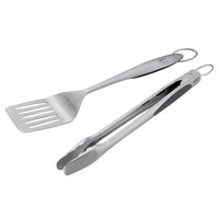 Weber Stainless Steel Barbecue Tool Set 2 Piece Soft Rubber Grip Handle Tongs and Spatula