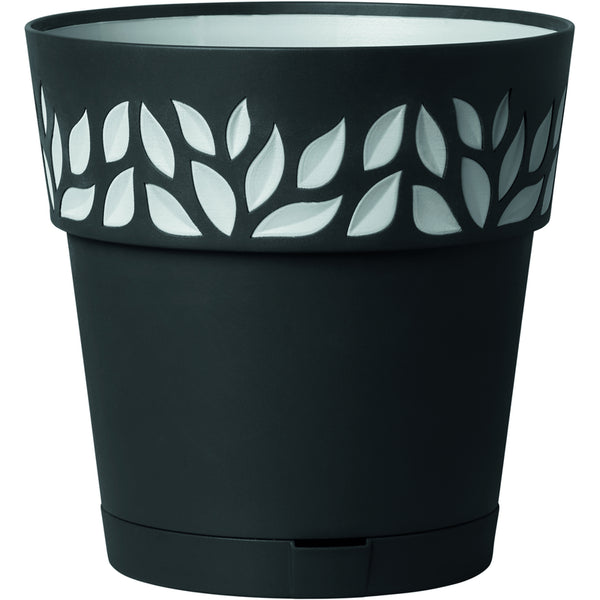 Macetero de resina con hojas de 7,5 pulgadas de diámetro, color negro (paquete de 12)