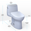 TOTO® WASHLET®+ UltraMax® II One-Piece Elongated 1.28 GPF Toilet and WASHLET®+ S7 Contemporary Bidet Seat, Cotton White - MW6044726CEFG#01