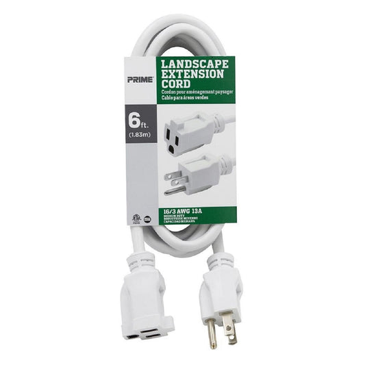 Prime Outdoor 6 ft. L White Extension Cord 16/3 SJTW
