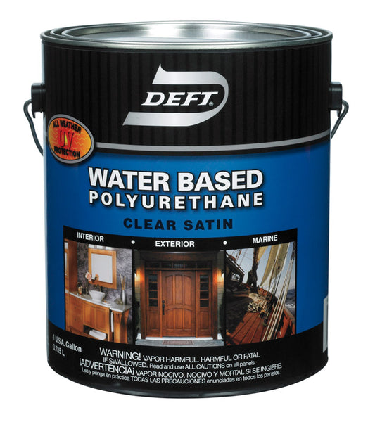 Deft Water Based Polyurethane Satin Clear Waterborne Wood Finish 1 gal. (Pack of 4)