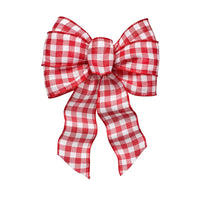 Holiday Trims Red/White Gingham Plaid Wired Christmas Bow 14 in. (Pack of 12)