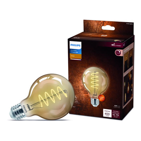 Philips G25 E26 (Medium) LED Bulb Amber 60 Watt Equivalence 1 pk
