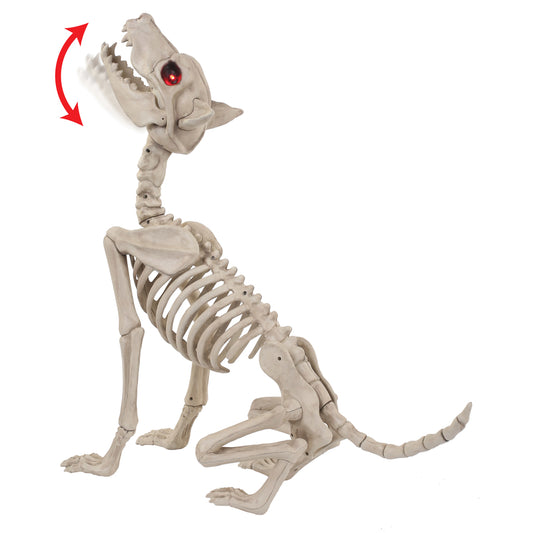 Seasons Red Bulb Halloween Animated Wolf Skeleton 27.5 L x 10 W in.