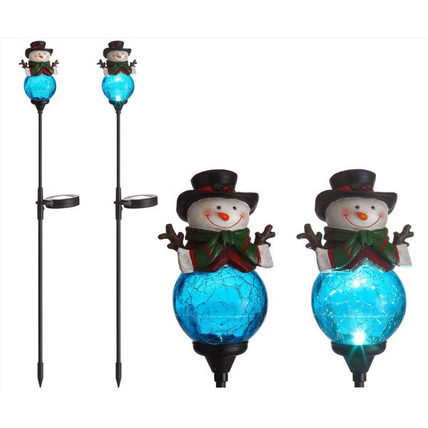 Decoración de camino con muñeco de nieve transparente con luces LED de 30 pulgadas (paquete de 12)