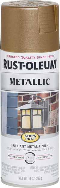 Rust-Oleum Stops Rust Antique Brass Metallic Spray Paint 11 oz. (Pack of 6)