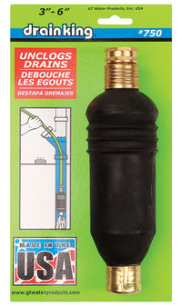 GT Water Products Rubber Drain Unclogger 3 to 6 Dia. x 11 L in. for 3 to 6 in. Drains - Open Box