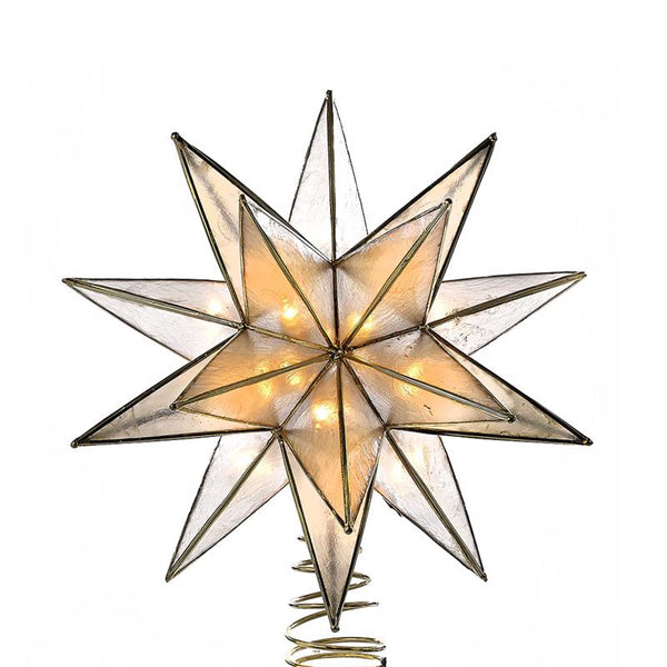 Adorno para la punta del árbol Kurt S. Adler con LED dorado y diseño Sputnik de Capiz