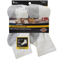 Dickies Dri-Tech Men's 6-12 Quarter Sock White (Pack of 2)