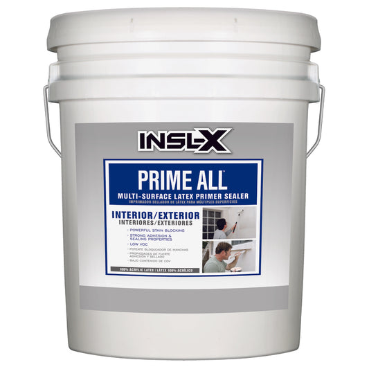 INSL-X Prime All White Flat Water-Based Acrylic Latex Multi-Surface Primer Sealer 5 gal.