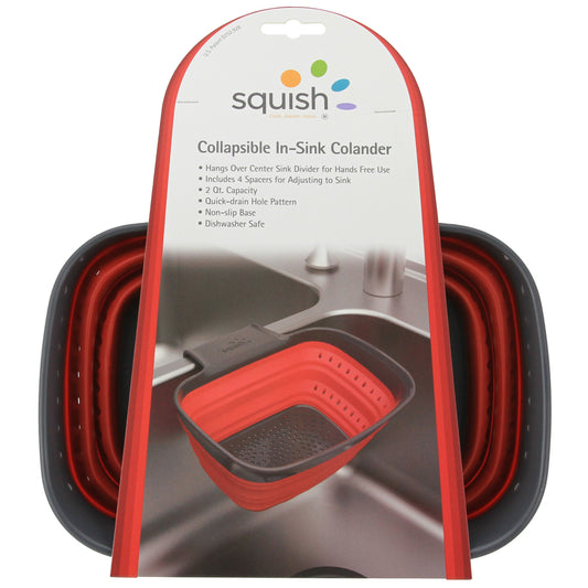 Squish Black/Red Polypropylene/TPR In Sink Collapsible Colander